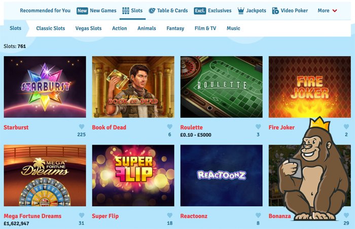Bingo.com casino slot game selection