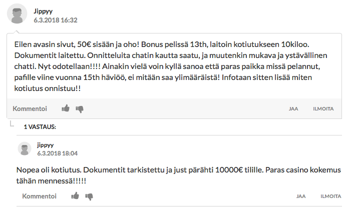 Lisää pelaajien kokemuksia