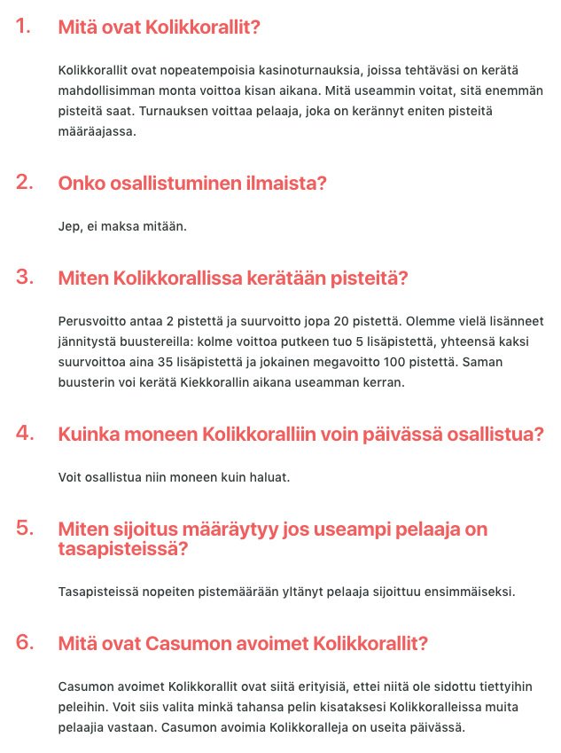 Usein kysyttyä - kolikkorallit