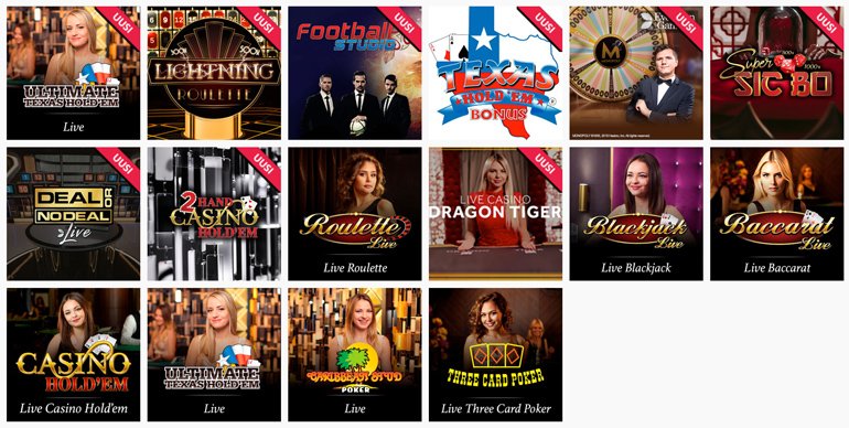 Evolution Gaming livepelejä