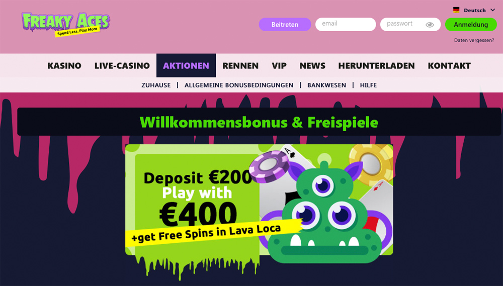 Wilkommnesbonus und Freispiele