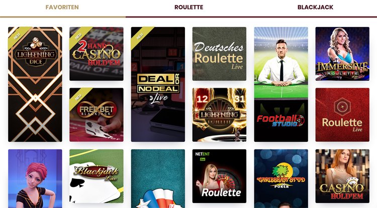 Live casino favoriten